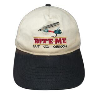 KC Caps 5 Panel Beige Black One Size Fishing Fly Bait Co Oregon Snapback Hat